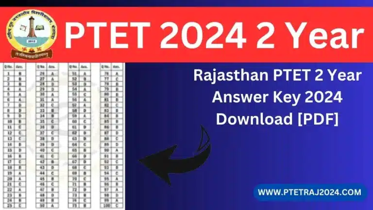 Rajasthan PTET 2 Year Answer Key 2024