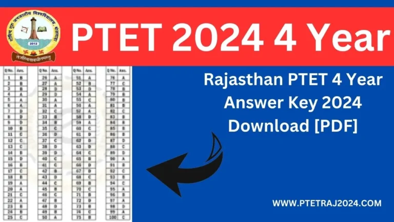 Rajasthan PTET 4 year Answer Key 2024